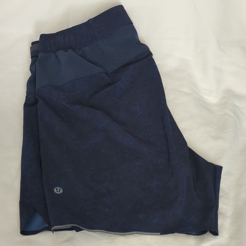 Lululemon Men's Surge Lined Short 6" - Gravel Dust True Navy Multi Size L